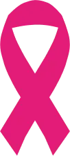 Pink ribbon symbolizing breast cancer awareness.