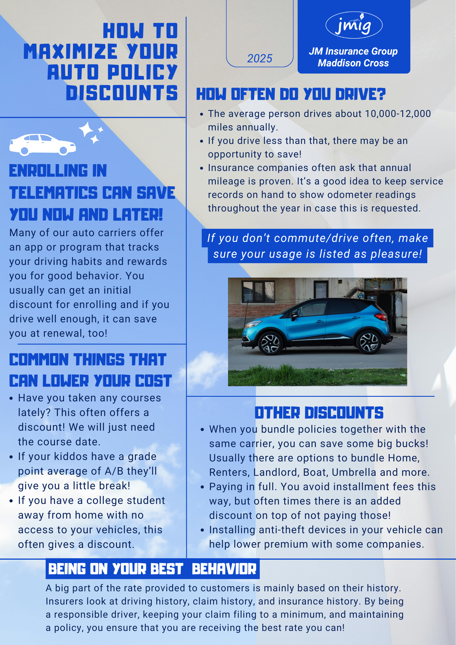 Maximize Your Auto Policy Discounts! – JM Insurance Group